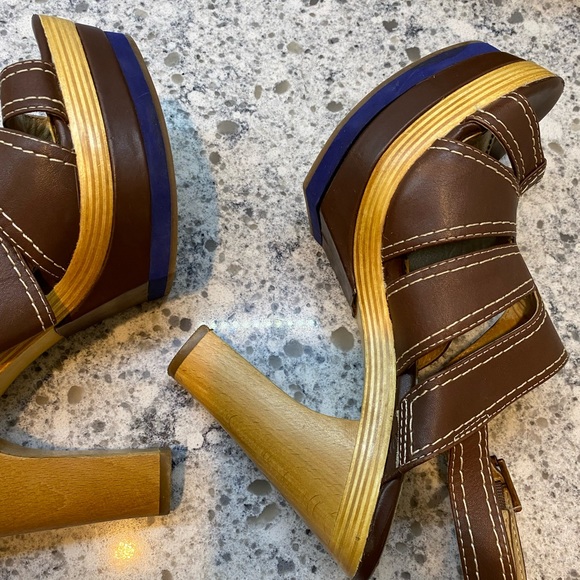 Splendid Y2K chunky open toe sling back platform wedge sandal - Picture 7 of 8